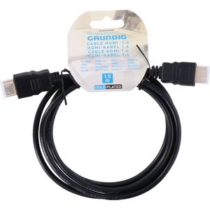 Grundig HDMI Kabel - 1.4 - Zwart - 1.5 Meter - 4K Resolutie - met Ethernet - (Ultra)HDTV - 3D - TV - PC - Laptop - Beamer - PS3 - PS4 - Xbox