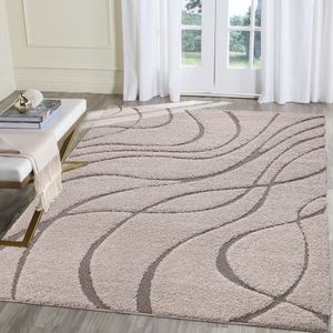 Luxus Shaggy Plus Hoogpolig Vloerkleed - Skandi Design - Uni Effen Creme - Rechthoekig - Zacht en Luxe Tapijt- 80x150 CM
