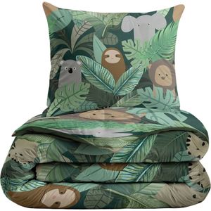 Zelesta® Kiddybed Jungle Fantasy 140x200 - Kinderdekbedovertrek - 30 dagen proefslapen - Wasbaar hoesloos kinderdekbed - Bedrukt kinderdekbed - All Year Winterdekbed & Zomerdekbed