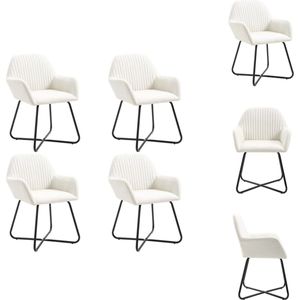 vidaXL Eetstoelen 4 Stuks - Stof - Crème - 61 x 61 x 84 cm - Eetkamerstoel