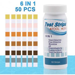 Zwembad tester (Pool) en Jacuzzi 50 test strips - Watertester - 6 in 1 - Chloor - PH waarde - Pool - High Quality