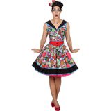Wilbers & Wilbers - Hippie Kostuum - Pop-Art Lichtenstein Rock And Roll - Vrouw - Multicolor - Maat 42 - Carnavalskleding - Verkleedkleding