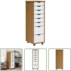 The Living Store Ladekast MOSS verrijdbaar massief grenenhout honingbruin - Ladekast - Opbergkast - Houten Kast - Grenenhouten Kast - Multifunctionele Kast