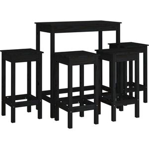 vidaXL-5-delige-Barset-massief-grenenhout-zwart