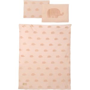 2-delig Lil Elephant babybeddengoed - dekbedovertrek 100 x 135 cm - kussensloop 40 x 60 cm - Oeko-Tex® - GOTS gecertificeerd - bruin