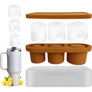 Siliconen Ice Mold met Deksel voor Stanley Cups - Herbruikbare ijsblokjesvormen - 3 Lege Hart Cilinder Ijsblokjesmaker - Ijsbakken voor Vriezer - IJs Drinken Koelen Ice mold