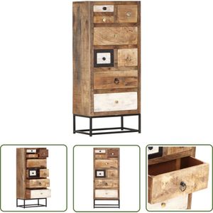 The Living Store Ladekast Gerecycled Hout - 45 x 30 x 105 cm - 8 Lades