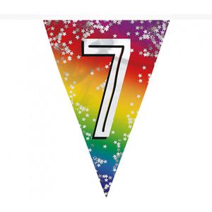 Feest vlaggenlijn ' 7 ' - 6 meter - 15 vlaggen - Multicolor - Verjaardag - Feest - Feestdagen