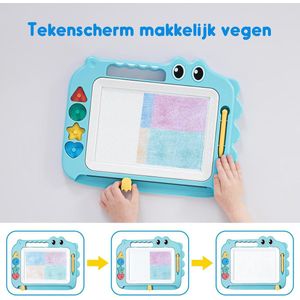 Speelgoed voor Kinderen, Magnetisch Tekenbord voor Leren, Kleur Uitwisbaar Doodle Schrijfblok voor Baby Meisjes Jongens, Schilderblok Vier Stempels voor 3 4 5 Jarige Peuter, Blauw