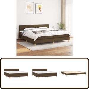 vidaXL Boxspring Donkerbruin 200x200 cm met Matras Boxspringbed - Boxspring - Tweepersoonsbed - Donkere Kleuren - Pocketvering