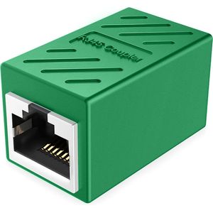 Ibley LAN netwerk internetkabel koppelstuk groen - RJ45 verlengstuk - UTP kabel koppelstuk - Ethernet female to female adapter - 10/100/1000/2500/10000 Mbps - CAT6A