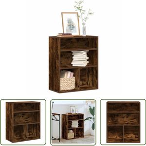 The Living Store Boekenkast 60x30x71,5 cm bewerkt hout gerookt eikenkleurig - Boekenkast - Houten Boekenkast - Boekenrek - Wandkast - Opslagoplossing