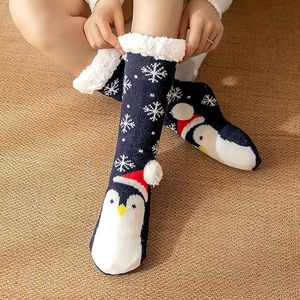 Warme dikke wintersokken met antislip ABS-zool badstof binnensokken grappig dierpatroon 1 paar 35-41