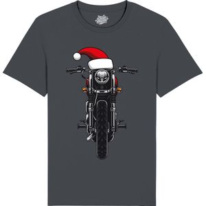 Kerstmuts Motor - Foute kersttrui kerstcadeau - Dames / Heren / Unisex Kleding - Grappige Kerst Outfit - T-Shirt - Unisex - Mouse Grijs - Maat L