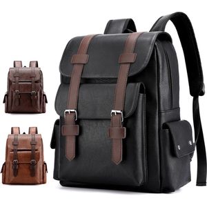 2024 Heren Rugzak Pu Lederen Bag pack Grote Laptop Rugzakken Luxe Zwarte Schooltas Voor School Kantoor Reis