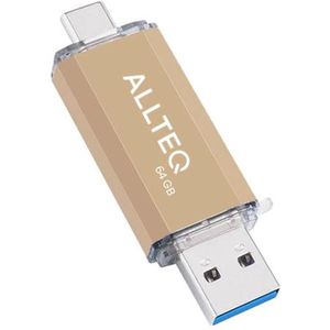 USB stick - Dual USB - USB C - 64 GB - Goud - Allteq
