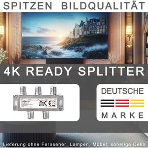 TronicXL Digitale 4-voudige SAT verdeler antenne-zachte antenne-kabel DVBC DVBS DVBT DVBS2 DVBT2 Splitter HD TV 4-voudige televisie switch zachte F-stekker stamkabelverdeler BK unicable