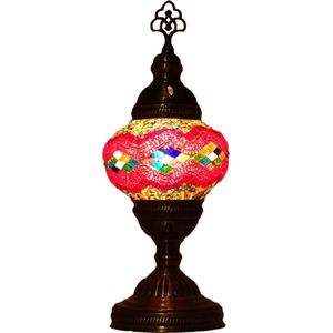 Oosterse mozaïek tafellamp (Turkse lamp)  ø 13 cm rood/bont