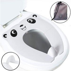 Panda Toiletbril - Opvouwbaar in opberg tasje - voor Kinderen - WC Bril Verkleinen - Zindelijkheidstraining - Wit
