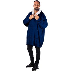 HomeVero, Comfort Blanket - Hoodie Deken – Blauw – Fleece hoodie plaid met mouwen – Oversized knuffeltrui voor heren en dames