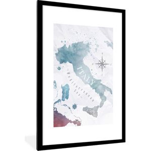 Fotolijst incl. Poster - Wereldkaarten - Verf - Italië - 80x120 cm - Posterlijst