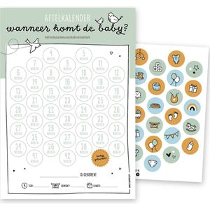 Zwangerschap aftelkalender A4 | groen | incl. stickers | Thuismusje