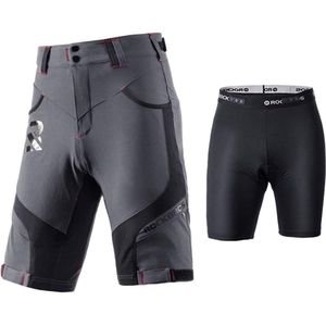 ROCKBROS Korte Fietsbroek Heren Fietsbroek Met Zeem 4D Ademend Sneldrogend Fietsbroek MTB Broek Fietsbroek Grijs Maat 4XL