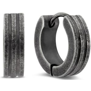 Frank 1967 7FE-0007 Stalen Oorringen - Heren - 13 x 4 mm - Staal - Vintage - Zilverkleurig