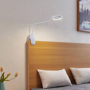 PRIOS - Klemlamp- met touchdimmer - 1licht - ABS, polycarbonaat - H: 51 cm - wit - Inclusief lichtbron