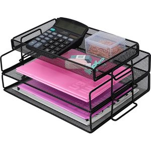 Stapelbaar metalen brievenbakje voor tijdschriften en post - Grijs - Set van 2