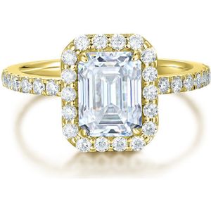Esmeralda – Smaragd Geslepen Moissanite Ring in Halo Zetting - 3.5 karaat