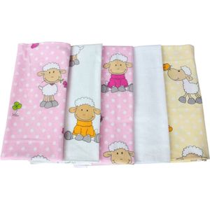 ByBoom - Baby molton doeken - flanel luiers - spuugdoekjes - kleurig - 70x80 cm - set à 5 stuks, 100% katoen - knuffelig - zacht; MADE IN EU