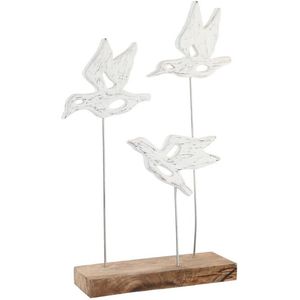 DKD Home Decor - Figuren - Bruin Wit - Ijzer Mangohout - Vogels
