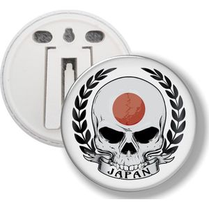 Button Met Clip - Schedel Vlag Japan