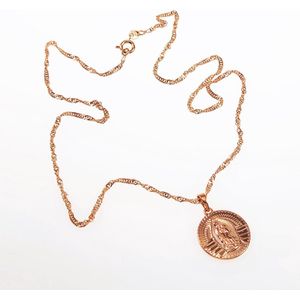Ketting met Maagd Guadalupe Hanger - Rose Gold Plated - XUPING Sieradenset