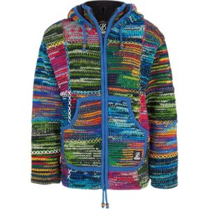 Gebreid Wollen Dames Vest van Schapenwol met Polyester Fleece voering en afneembare capuchon - SHAKALOHA - W Patch ZH FullMulti 3XL