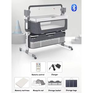 Collox Baby bed - Baby wiegje - Elektrisch schommelbed - wiegje voor pasgeborenen - Co sleeper - grijs