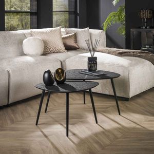 Salontafel driehoekig metallic | set van 2 | metallic / grijs | metaal | afmetingen grote tafel 80 x 59 x 41 cm / afmetingen kleine tafel 61 x 47 x 39 cm | woonkamer | modern design