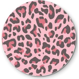 Sluitsticker roze panterprint + perforatielijn (Ø40 mm - 1000 stuks)