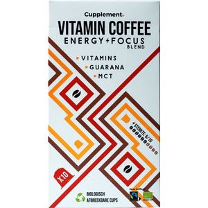 Cupplement Energy/Focus blend medium roast lungo - 10 Nespresso koffiecups - Koffie met vitamines, extra cafeïne en superfoods - Duurzame biologische afbreekbare koffie capsules