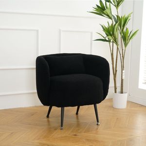 Nuvolix Fauteuil ""Lima"" MET kussen - Bouclé - relaxstoel - lounge stoel - zwart