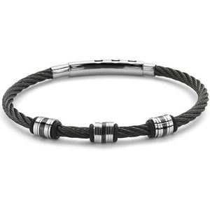 Twice As Nice Armband in zwart en zilver edelstaal Zwart Adjustable