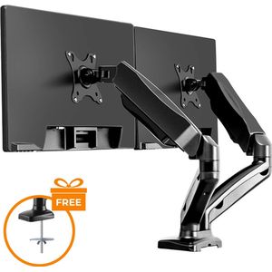 Douxe FM-SPM2 - Dubbele Gasveer Monitorbeugel - Monitor Arm 13-32 Inch - Full Motion voor op Kantoor en Thuis - Zwart