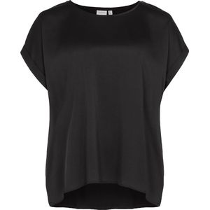 Vila T-shirt Viellette S/s Satin Top/cur - Noos 14077192 Black Dames Maat - 46