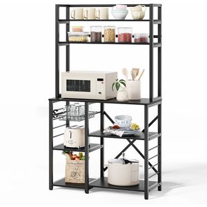 Bealife FS11 Boekenrek met 6 planken - Open Vakkenkast - Wandkast - Keuken Organizer -Kasten -80x38x160cm -Zwart