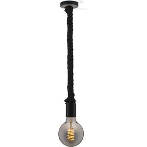 Home Sweet Home hanglamp zwart Leonardo - hanglamp inclusief LED lamp G125 dubbele spiraal - dimbaar - pendel lengte 100 cm - inclusief E27 LED lamp - rook