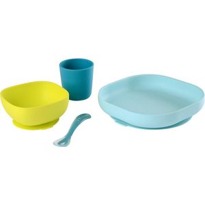 Béaba - Silicone maaltijdset - Kinderservies - 4-delig - Blauw