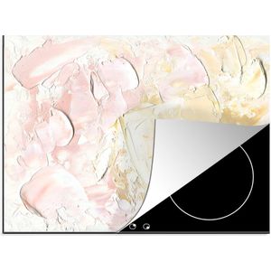 KitchenYeah® Inductie beschermer 75x52 cm - Olieverf-schilderij Beige - Kookplaataccessoires - Afdekplaat voor kookplaat - Inductiebeschermer - Inductiemat - Inductieplaat mat