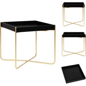 vidaXL Bijzettafel - MDF Blad - Staaldraad Frame - 38 x 38 x 38.5 cm - Zwart en Goud - Tafel