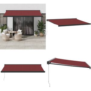 vidaXL Luifel handmatig uittrekbaar 400x300 cm bordeauxrood - Uittrekbare Luifel - Uittrekbare Luifels - Luifel - Zonnescherm